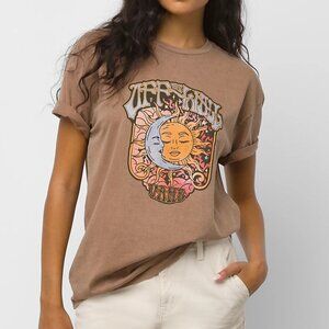 vans off the wall sun moon short sleeve graphic tee clay tan pink size small